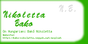nikoletta bako business card